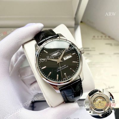 High Quality Replica LONGINES Men's Watch Different Colors Genuine Ieather Strap Different Colors Face Dial Silver Case Watch 40*12mm